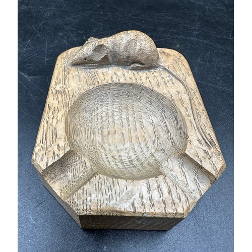 75 - Robert Thompson 'Mouseman' Oak ashtray 10cm x 7.5cm.