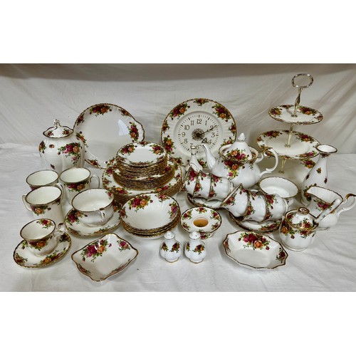 246 - Old Country Roses Royal Albert part dinner/tea service to include cake stand, tea pot, sandwich plat... 