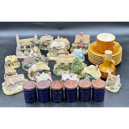 247 - Various ceramics to include 6 Hornsea Pottery spice jars, vinegar/oil jug, 7 saucers and one cup Hor... 