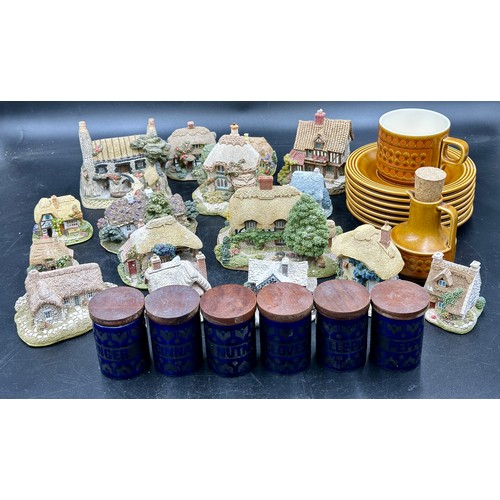 247 - Various ceramics to include 6 Hornsea Pottery spice jars, vinegar/oil jug, 7 saucers and one cup Hor... 