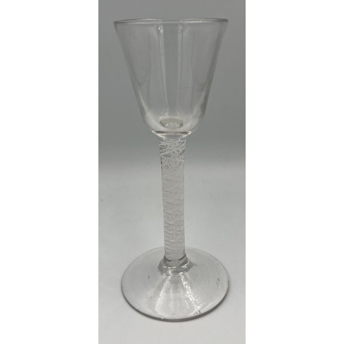 275 - A Georgian opaque air twist cordial glass 16cm h.