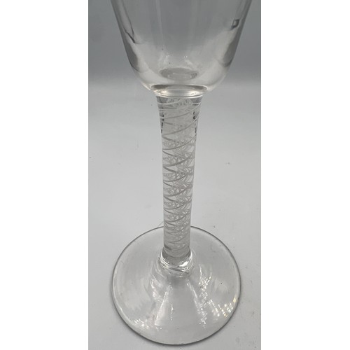 275 - A Georgian opaque air twist cordial glass 16cm h.