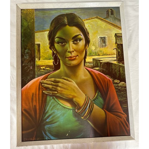 1375 - A vintage print of 'Lalinda' Spanish girl from J. H. Lynch's portrait 1964. Image size 57 x 44.5cm t... 