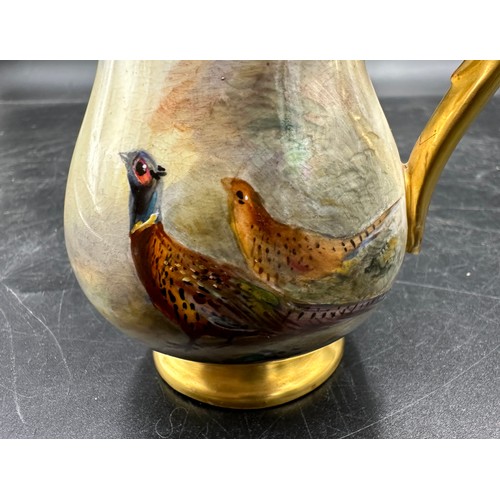 240 - A Royal Worcester coffee set painted with pheasants, by J. Stinton, all signed to include 6 x cups 5... 