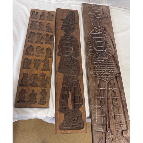 1265 - Beechwood and oak hand carved Gingerbread biscuit mould planks, traditional Dutch designs, Folklore,... 