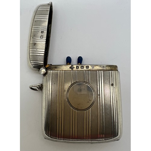 928 - Silver vesta case Birmingham 1913, maker Horace Woodward & Co Ltd. Weight 40.1gm. 5.5 x 5 cm.  Vacan... 