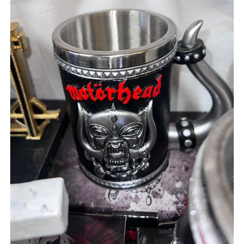 1275 - Eleven Heavy Metal boxed tankards to include Metallica x 2, Ghost x 2, Slayer, Motorhead, Iron Maide... 