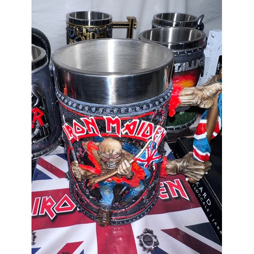 1275 - Eleven Heavy Metal boxed tankards to include Metallica x 2, Ghost x 2, Slayer, Motorhead, Iron Maide... 