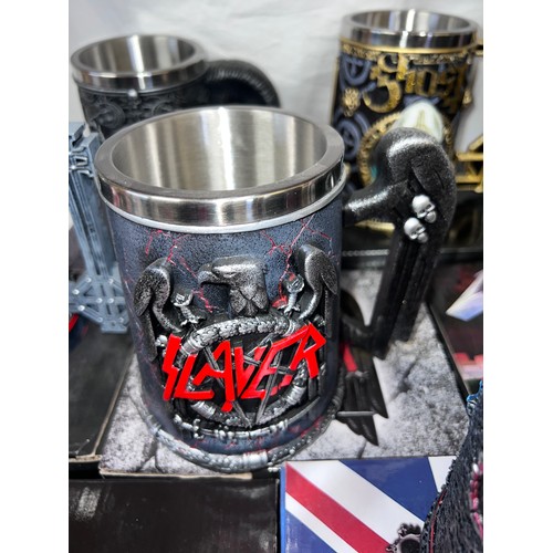 1275 - Eleven Heavy Metal boxed tankards to include Metallica x 2, Ghost x 2, Slayer, Motorhead, Iron Maide... 