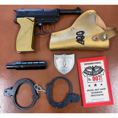 1152 - James Bond Lone Star 100 Shot Repeater Cap Toy Pistol with silencer, lone star Special 007 Agent chr... 