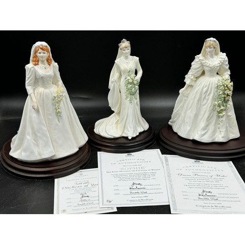 212 - Coalport 'Royal Bride' figurines to include Sarah Duchess of York 363/7500, Sophie Countess of Wesse... 