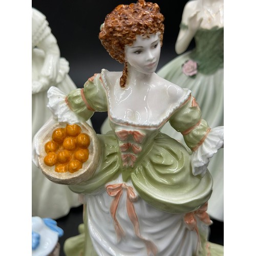 207 - A large collection of ceramic figurines to include Coalport Innocence, Here comes the Bride, Nell Gw... 