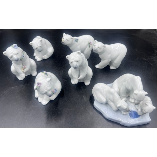 213 - Boxed Lladro Polar Bears to include 1443 Bearly Love, 1207 Polar Bear, 1208 Polar Bear, 6355 Polar B... 