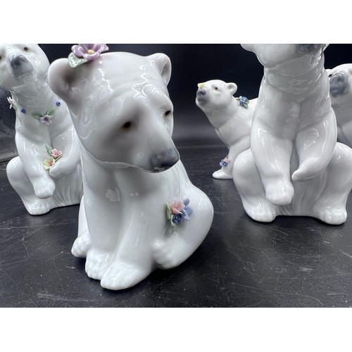 213 - Boxed Lladro Polar Bears to include 1443 Bearly Love, 1207 Polar Bear, 1208 Polar Bear, 6355 Polar B... 