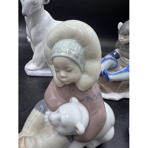 214 - Boxed Lladro Polar Bears and Eskimos to include 5238 Eskimo Boy Wipet, 1195 Eskimo Playing, 5665 Han... 