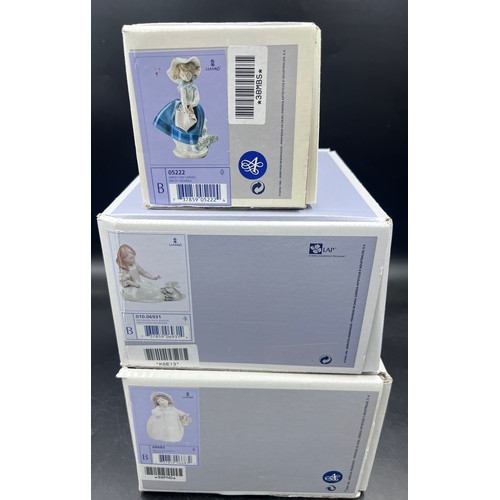 222 - Boxed Lladro to include 5222 Pretty Pickings, 6931 Forestland Encounter and 6683 Romance.