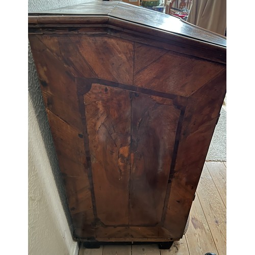 38 - An 18thC Austrian two door inlaid cabinet with sloping top and drawer to base. 109cm w x 94cm h x 48... 