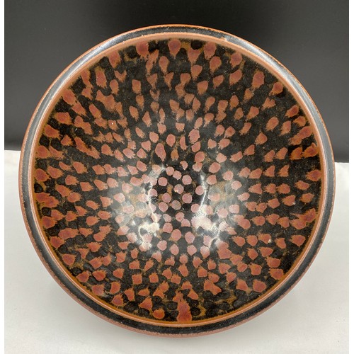 205 - David Lloyd Jones (1928-1994) large stoneware bowl with patterned interior. Impressed LJ mark to bas... 