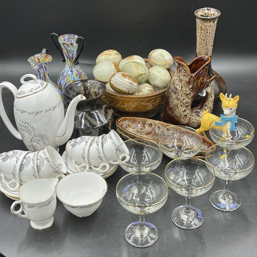 202 - Collection of ceramics and glass to include Vintage plastic Babycham Bambi with 6 glasses, 2 Murano ... 