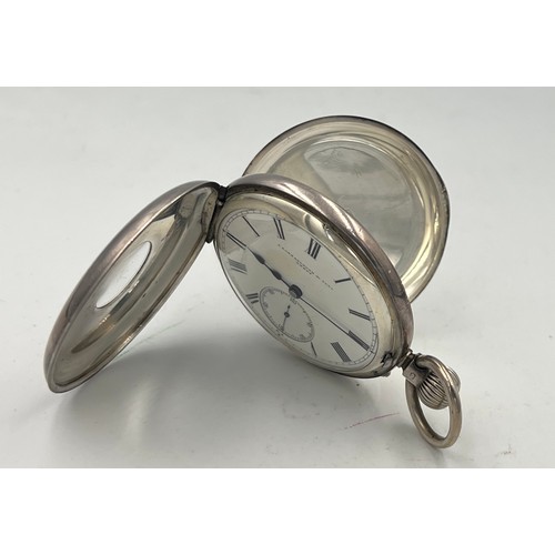 754 - A silver half hunter pocket watch, Birmingham 1893. Z. Barraclough & Sons, Leeds.