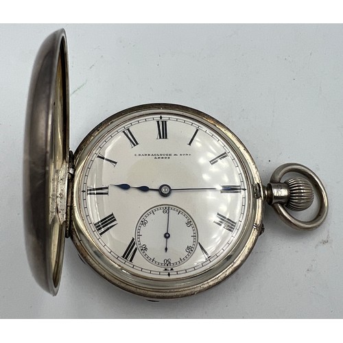 754 - A silver half hunter pocket watch, Birmingham 1893. Z. Barraclough & Sons, Leeds.