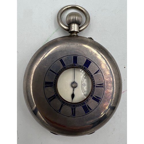 754 - A silver half hunter pocket watch, Birmingham 1893. Z. Barraclough & Sons, Leeds.