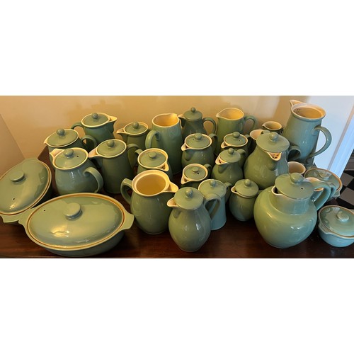 190 - A large quantity of Derby Manor Green ceramics to include jugs, tureens etc.