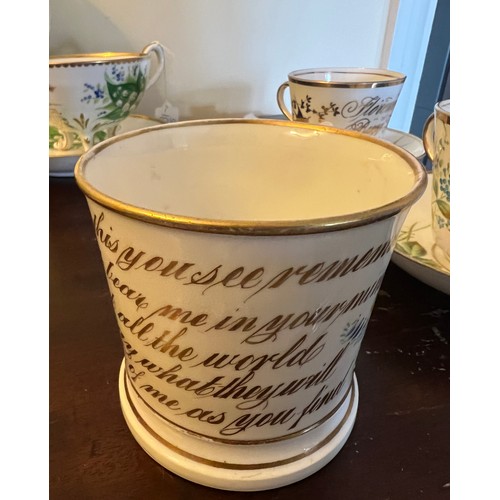 191 - A large quantity of mainly 19thC Christening mugs, cups and saucers and plates.