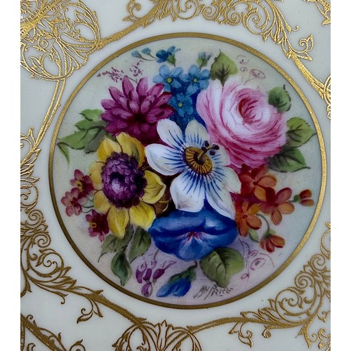 196 - A Royal Worcester hand painted cabinet plate signed H.H. Price, decorated with flowers.  27cm d.