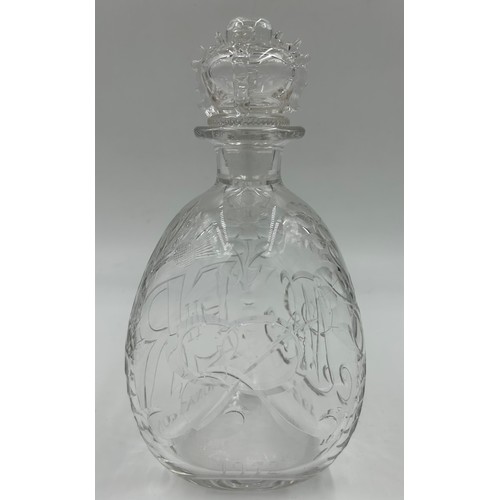 282 - Good quality 20thC cut glass to include a Coronation decanter, 2 x large Stuart goblets etched with ... 