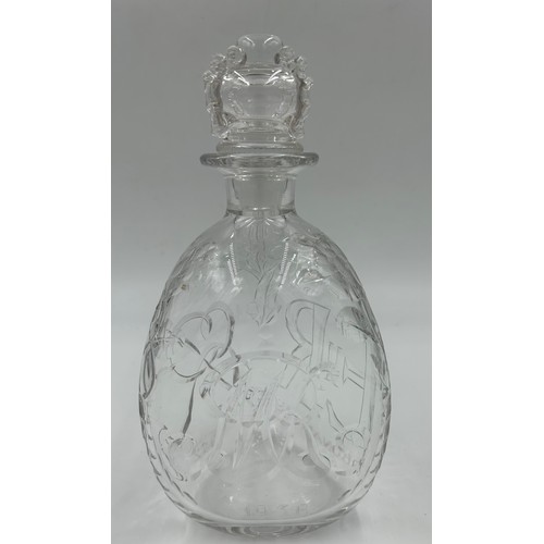 282 - Good quality 20thC cut glass to include a Coronation decanter, 2 x large Stuart goblets etched with ... 