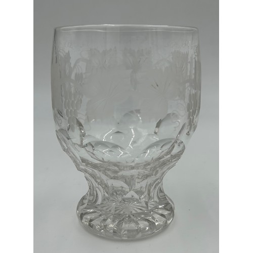 282 - Good quality 20thC cut glass to include a Coronation decanter, 2 x large Stuart goblets etched with ... 