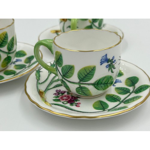 181 - Three Royal Worcester 'Earl of Coventry' Blind Earl relief moulded teacups and saucers (1990),one se... 