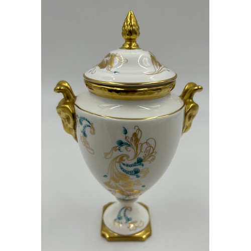 183 - Selection of mixed 6 ceramics including Dresden vase with gilted swan handles measuring 27.5cm; Mint... 