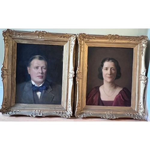 1398 - Harry Goffey (1871-1951) A pair of oil on canvas portraits of husband and wife Thomas Edward Penny (... 