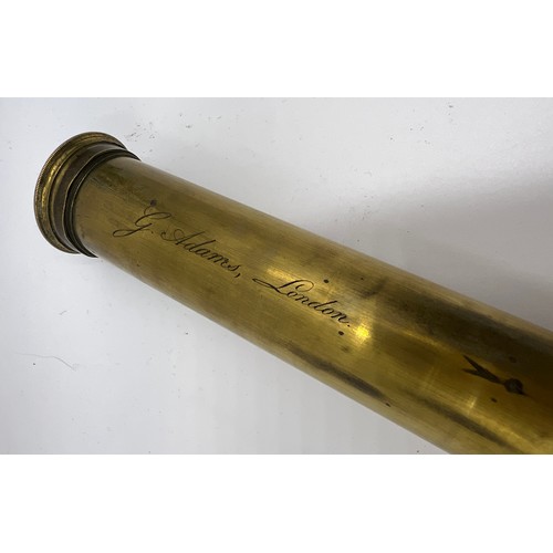 1307 - A G Adams London brass and mahogany telescope. 75cm l extended.