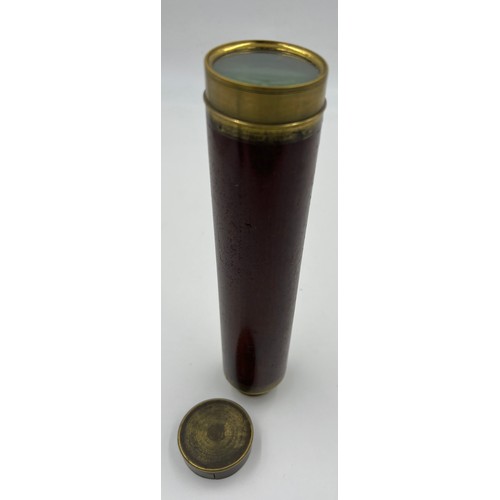 1307 - A G Adams London brass and mahogany telescope. 75cm l extended.