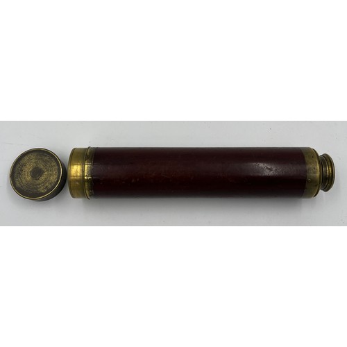 1307 - A G Adams London brass and mahogany telescope. 75cm l extended.