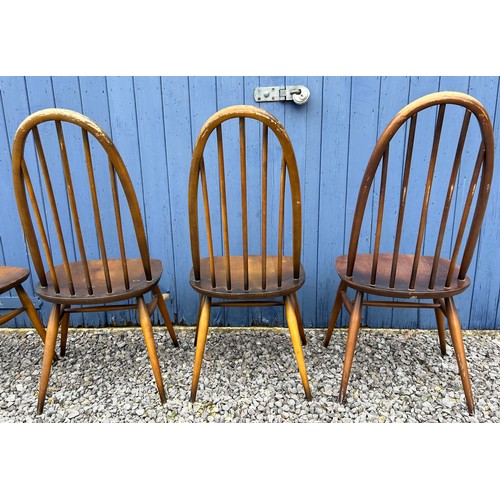 33 - Five Ercol Quaker stick back dining chairs 95cm back, 42cm seat.