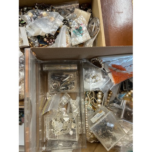 431 - A quantity of mainly small loose beads and fittings etc in two boxes.