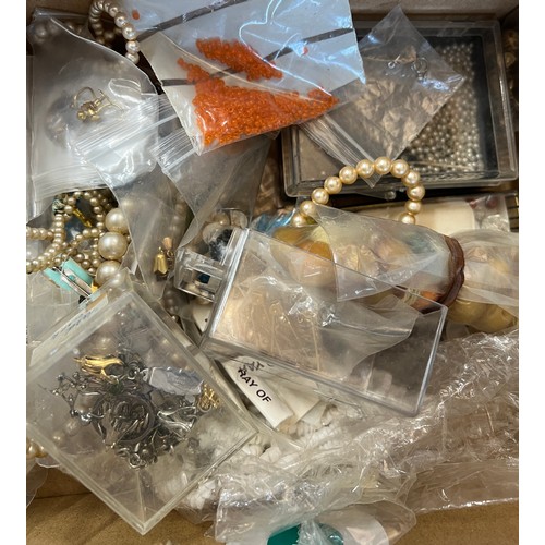 431 - A quantity of mainly small loose beads and fittings etc in two boxes.