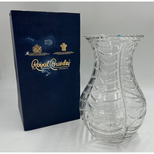 298 - A Tiffany & Co, Royal Brierley Crystal Flower Vase, Swag design, faint makers mark on the base, 25cm... 