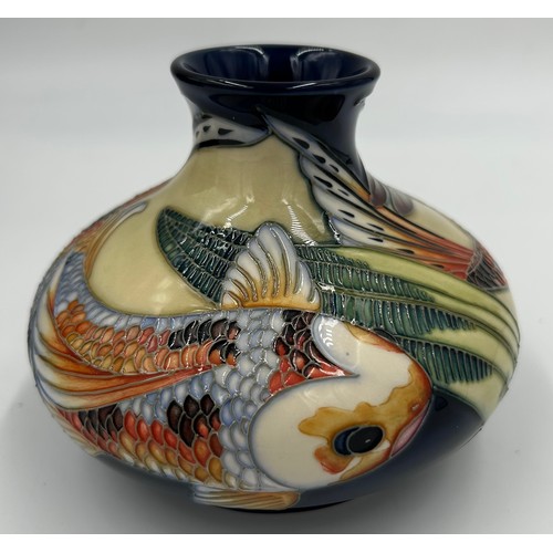 165 - A boxed Quiet Waters Moorcroft squat vase, dated 2002. 10cm h.