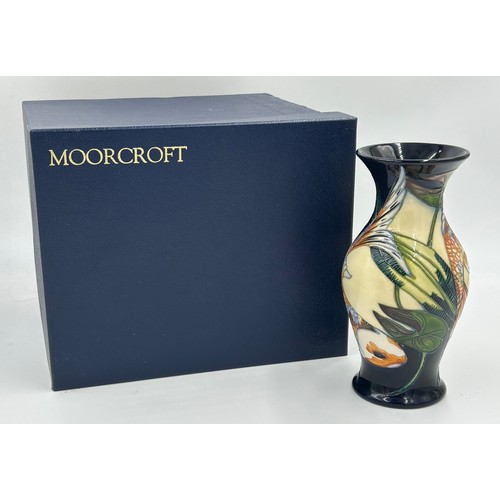 169 - A boxed Quiet Waters Moorcroft vase of baluster form, dated 2002. 20cm h.