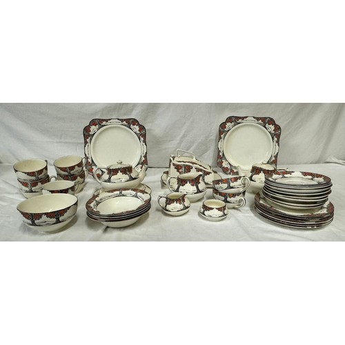 158 - A Crown Ducal Orange Tree tea service to include: - Teapot stand and two teapots; five teacups; two ... 