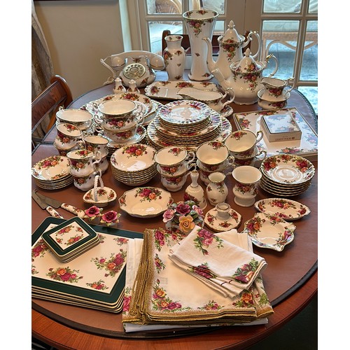 142 - A large quantity of Royal Albert Old Country Roses dinner, tea, coffee and other items to include 2 ... 