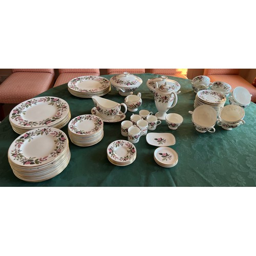 143 - A large quantity of Wedgwood Hathaway Rose coffee and dinner service comprising: coffee pot, 6 coffe... 