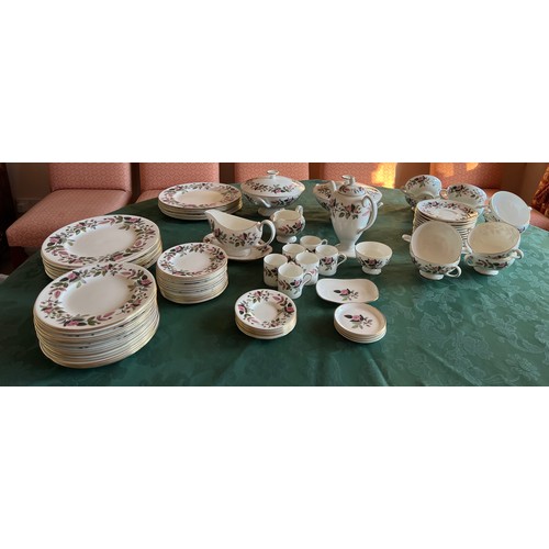 143 - A large quantity of Wedgwood Hathaway Rose coffee and dinner service comprising: coffee pot, 6 coffe... 