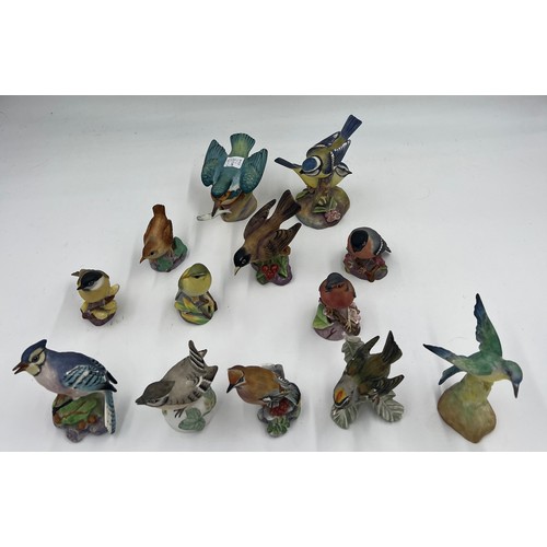 146 - Thirteen various bird figurines to include Royal Worcester Marsh Tit, Wren, American Robin, Chaffinc... 