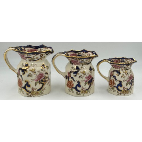 132 - A collection of Mason Mandalay pattern ware  comprising 3 graduating jugs, 6 x breakfast cups and sa... 